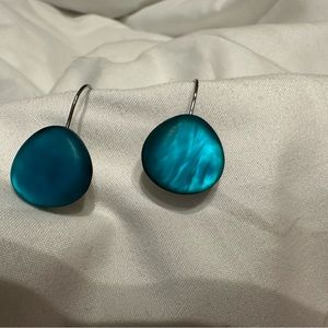 Turquoise blue green sea glass earrings